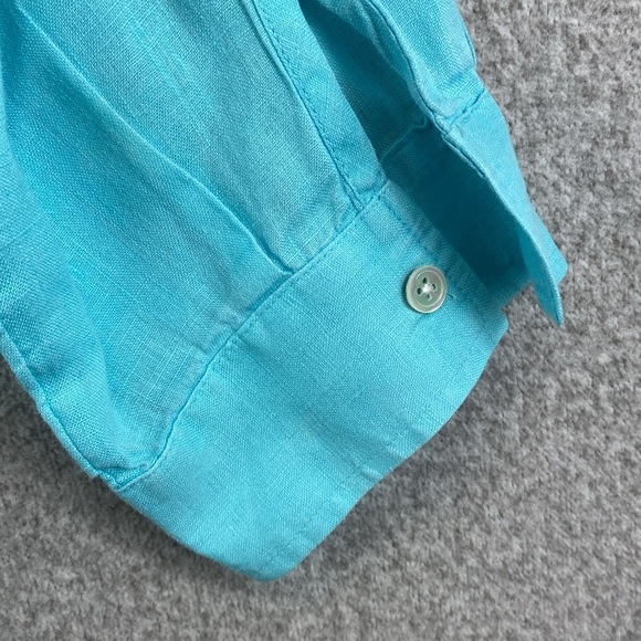 J. Jill love linen button up blouse XL turquoise teal beach travel casual resort - Picture 8 of 10